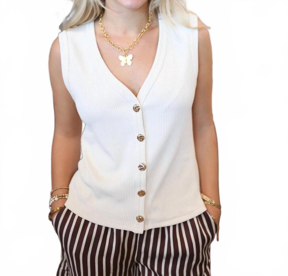 NEW B.YOUNG goldie button tank top in cream